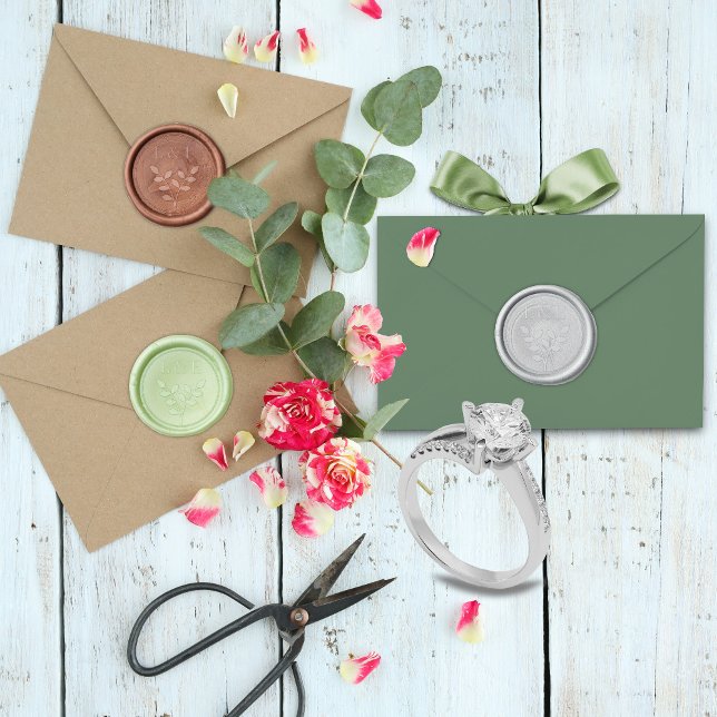 Eucalyptus Green Gold Foliage Wax Seal Sticker (Creator Uploaded)
