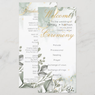 Eucalyptus green & gold watercolour Wedding