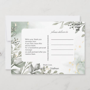 Eucalyptus green & gold watercolour Wedding  Invitation