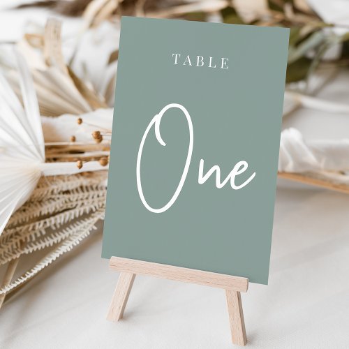 Eucalyptus Green Hand Scripted Table ONE Table Number