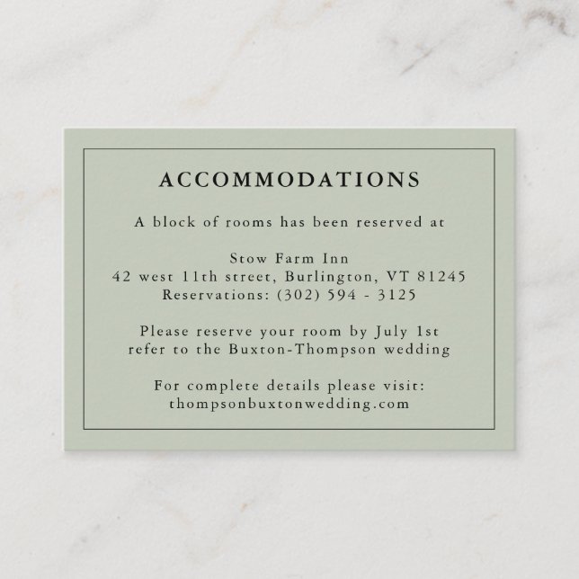 Eucalyptus Green Hotel Accommodation Information Enclosure Card (Front)