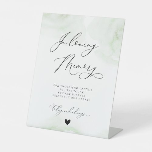 Eucalyptus Green In Loving Memory Wedding Memorial Pedestal Sign