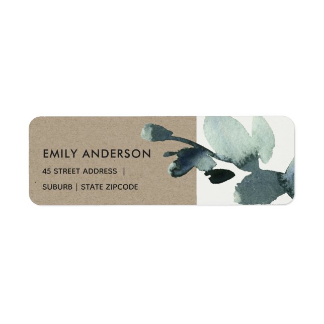 EUCALYPTUS GREEN KRAFT FOLIAGE BRANCH WATERCOLOR LABEL (Front)