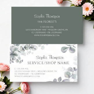 Eucalyptus green leaves business card