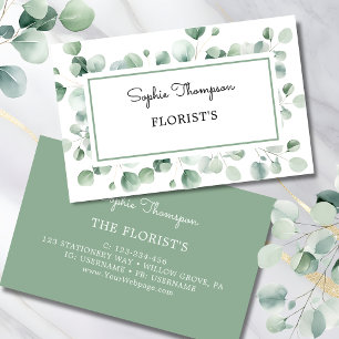 Eucalyptus green leaves business card
