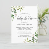 Eucalyptus Green Leaves Nature Look Baby Shower Invitation (Standing Front)