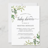 Eucalyptus Green Leaves Nature Look Baby Shower Invitation (Front)