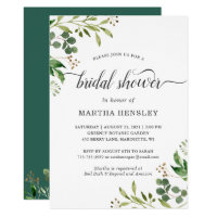 Eucalyptus Green Leaves Nature Look Bridal Shower Invitation