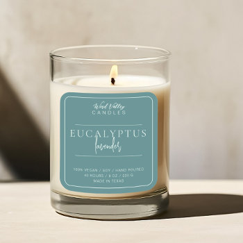 Eucalyptus Green Modern Minimalist Candle Label by 17Minutes at Zazzle