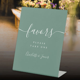 Eucalyptus Green Modern Wedding Favors Table Pedestal Sign