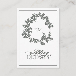 Eucalyptus Green Monogram Wedding Details Enclosure Card