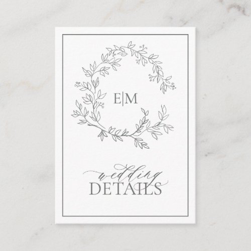 Eucalyptus Green Monogram Wedding Details Enclosure Card