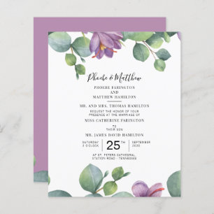 Eucalyptus Green Purple Foliage Wedding Invitation