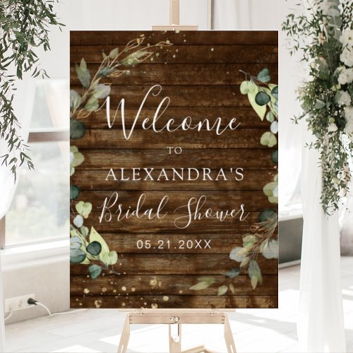 Eucalyptus Green Rustic Wood Bridal Shower Foam Board