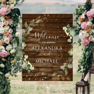 Eucalyptus Green Rustic Wood Wedding Welcome Sign