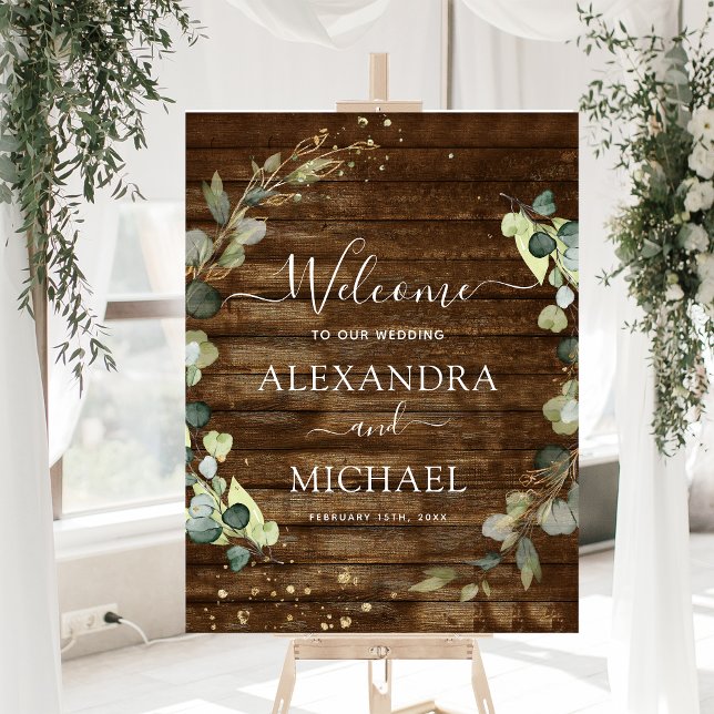 Eucalyptus Green Rustic Wood Wedding Welcome Sign (Creator Uploaded)