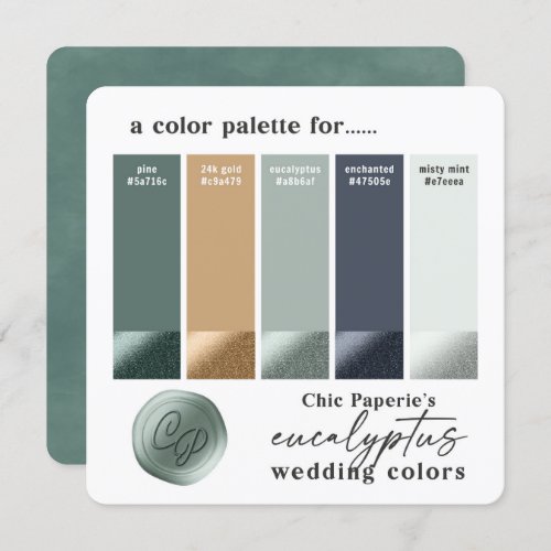 Eucalyptus Green Summer Wedding Color Palette Card