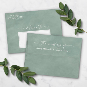Eucalyptus Green Watercolor 5x7 Wedding Invitation Envelope by GraphicBrat at Zazzle