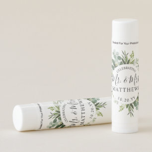 Eucalyptus Green Watercolor Floral Wedding Favor Lip Balm