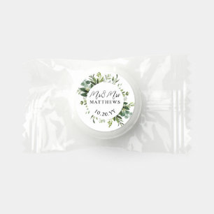 Eucalyptus Green Watercolor Floral Wedding Life Saver® Mints