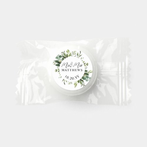 Eucalyptus Green Watercolor Floral Wedding Life Saver Mints