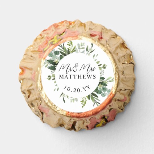 Eucalyptus Green Watercolor Floral Wedding Reeses Peanut Butter Cups