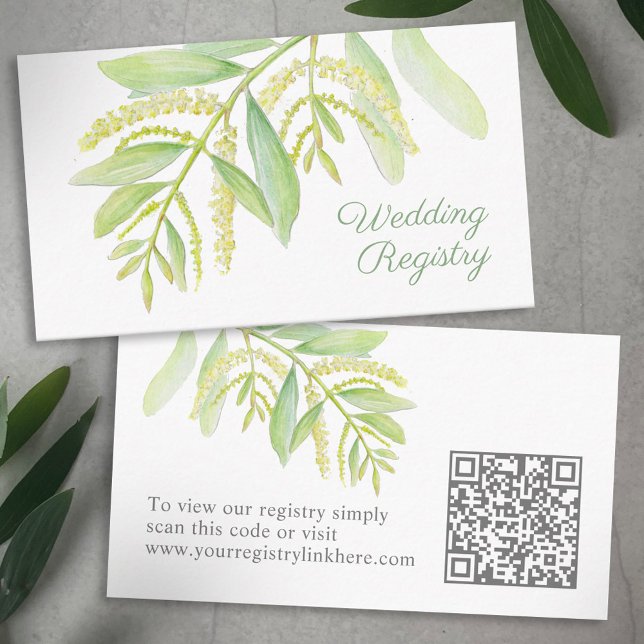 Eucalyptus green watercolor wedding registry enclosure card (Creator Uploaded)