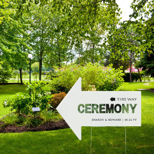 Eucalyptus Green Wedding Ceremony This Way Arrow Sign