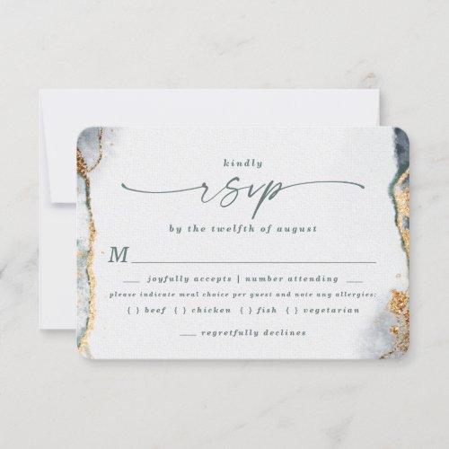 Eucalyptus Green Wedding Meal Choice RSVP Card