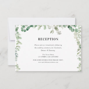 eucalyptus green wedding reception card