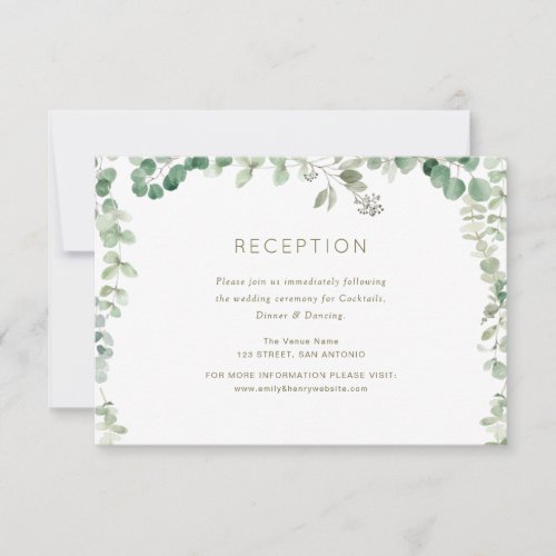 eucalyptus green wedding reception card