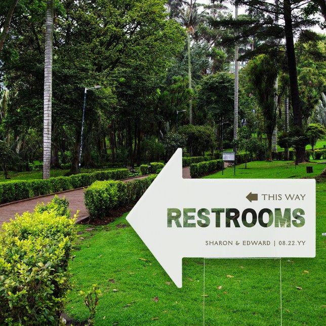 Eucalyptus Green Wedding Restrooms This Way Arrow Sign (Creator Uploaded)