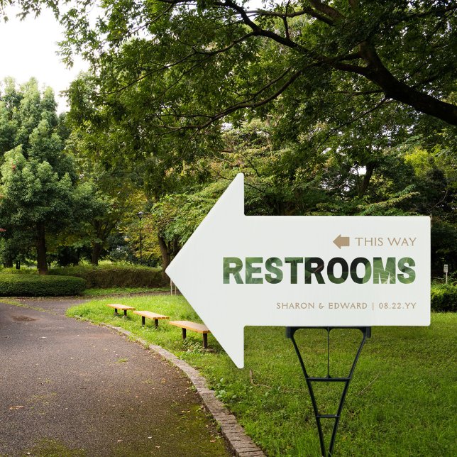 Eucalyptus Green Wedding Restrooms This Way Arrow Sign (Creator Uploaded)