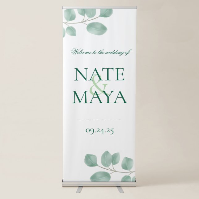 Eucalyptus Green Wedding Sign Banner Decor (Front)