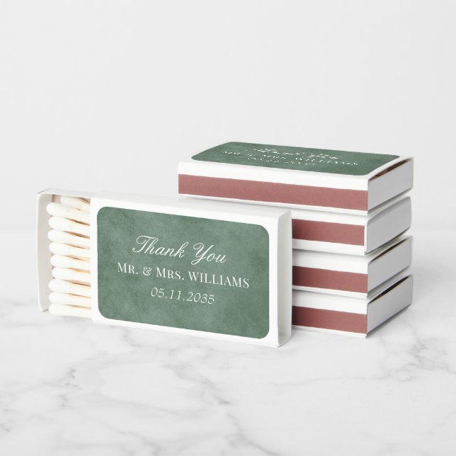 Eucalyptus Green Wedding Thank You Guest Favors Matchboxes (Stacked)