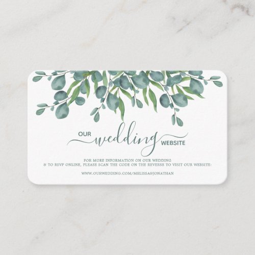 Eucalyptus Green Wedding Website QR Code RSVP Card