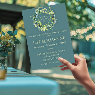 Eucalyptus Green Wreath Two Become One Wedding Invitation
