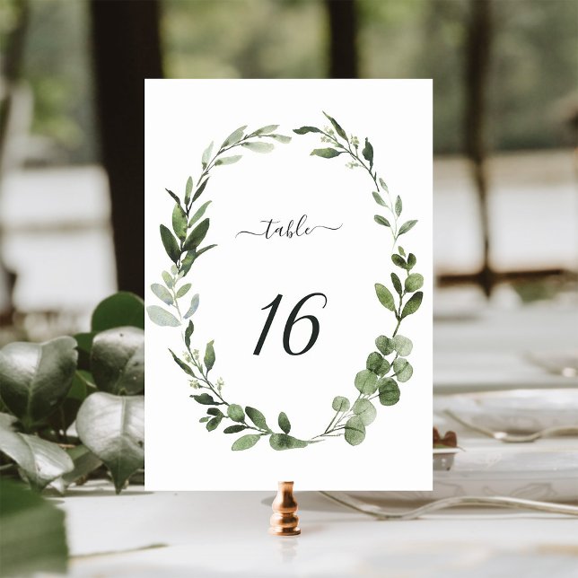 Eucalyptus Green Wreath Wedding Table Number (Creator Uploaded)
