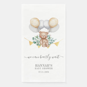 Eucalyptus Greener Bear Baby Shower Script Modern Paper Guest Towels