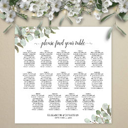 Eucalyptus Greenery 14 Table Wedding Seating Chart