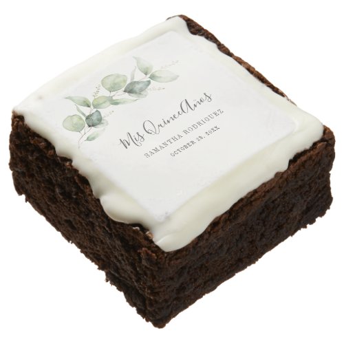 Eucalyptus Greenery 15th Birthday Quinceanera Brownie