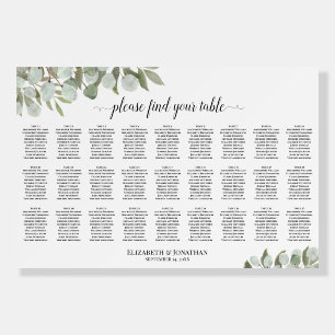 Eucalyptus Greenery 27 Table Wedding Seating Chart Foam Board