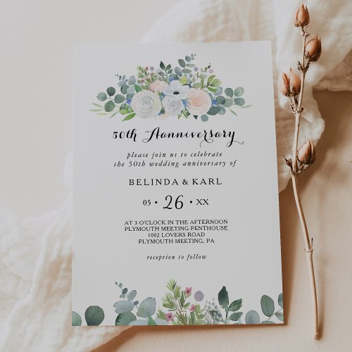 Eucalyptus Greenery 50TH Wedding Anniversary Invitation