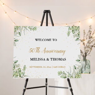 Eucalyptus Greenery 50TH WEDDing Anniversary sign