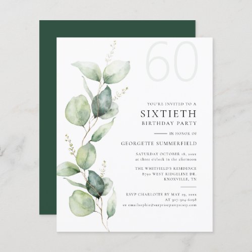 Eucalyptus Greenery 60th Birthday Party Invitation