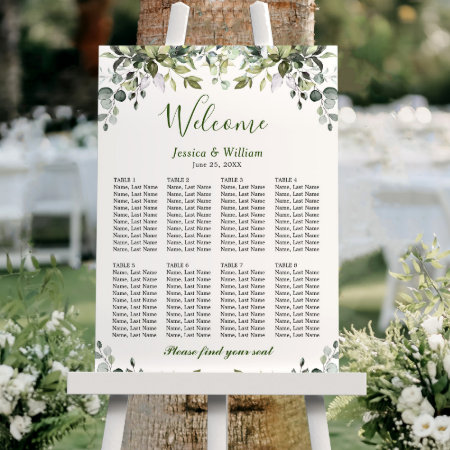 Eucalyptus Greenery 8 Tables Wedding Seating Chart