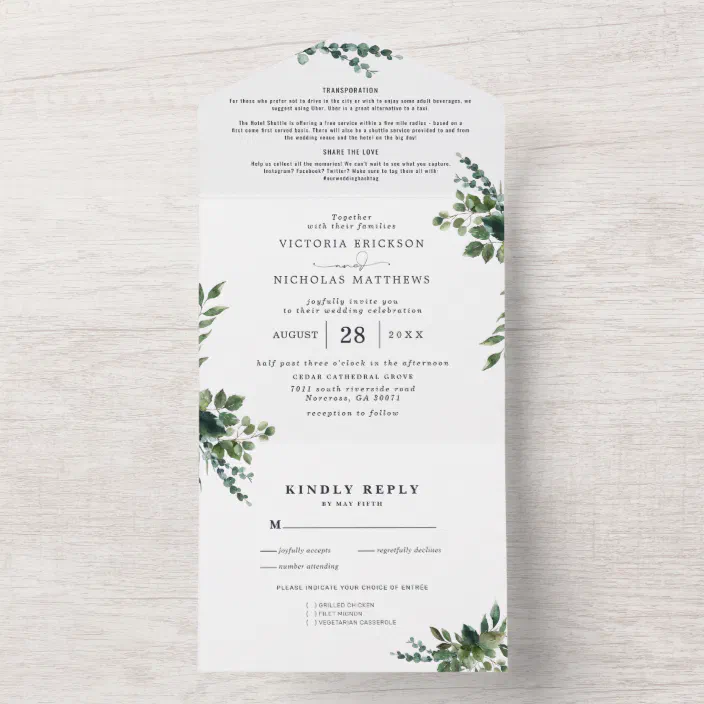 all in one wedding invitation botanical wedding invitations seal and send rustic weddings greenery wedding invitations greenery wedding