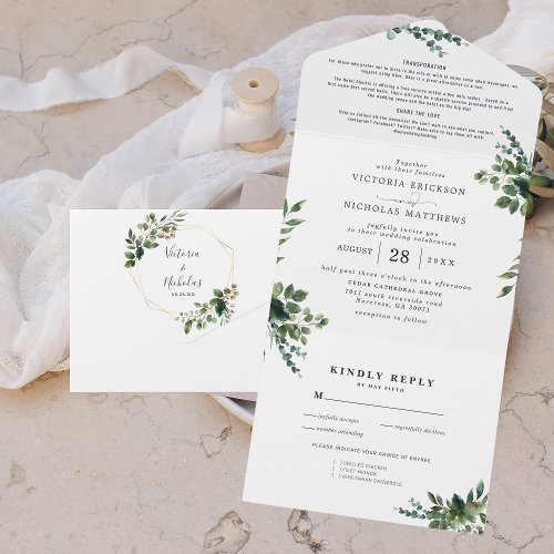 Eucalyptus Greenery  All in One Wedding Invite