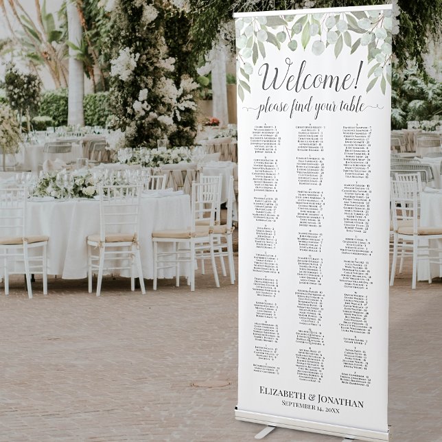 Eucalyptus & Greenery Alphabetical Seating Chart Retractable Banner (Creator Uploaded)