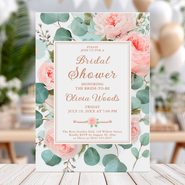 Eucalyptus greenery and blush peonies bridal showe invitation (Creator Uploaded)